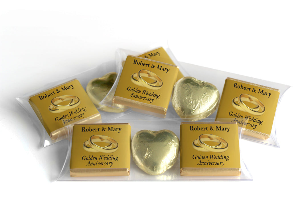 Choc Heart Trio - Golden Anniversary Chocolates - Personalised Favours - Neapolitan Chocolates V1