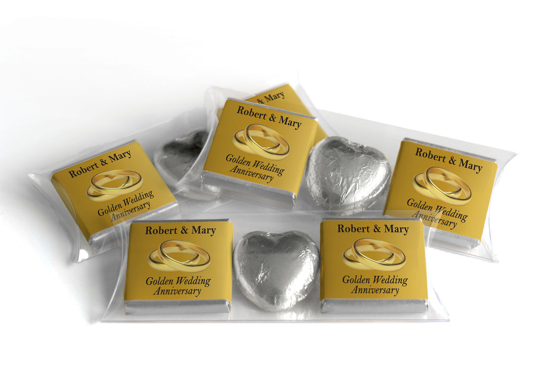 Choc Heart Trio - Golden Anniversary Chocolates - Personalised Favours - Neapolitan Chocolates V1