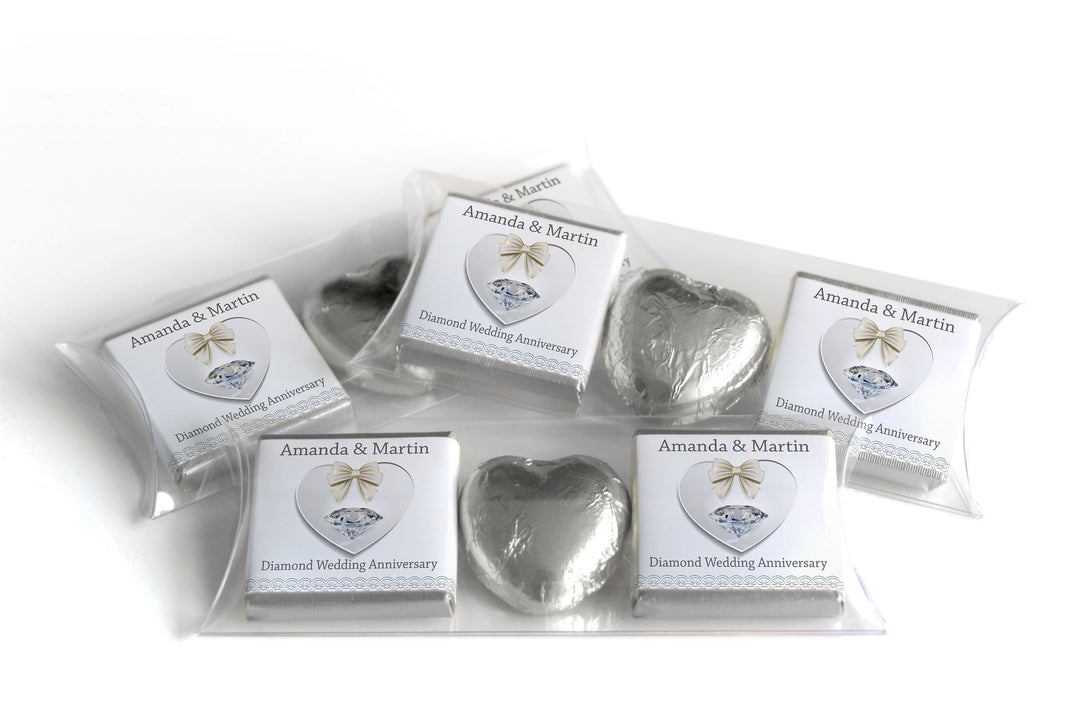 Choc Heart Trio Diamond Anniversary Chocolates - Personalised Favours - Neapolitan Chocolates - V1