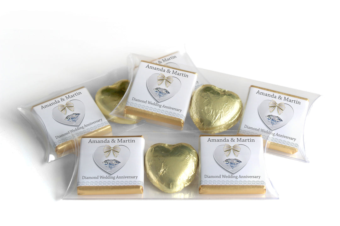 Choc Heart Trio Diamond Anniversary Chocolates - Personalised Favours - Neapolitan Chocolates - V1