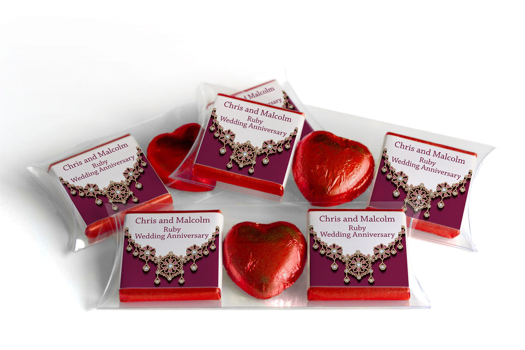 Choc Heart Trio Ruby Anniversary Chocolates - Personalised Favours - Neapolitan Chocolates - V1