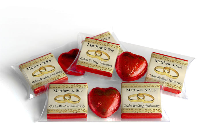 Choc Heart Trio Golden Anniversary Chocolates - Personalised Favours - Neapolitan Chocolates V2