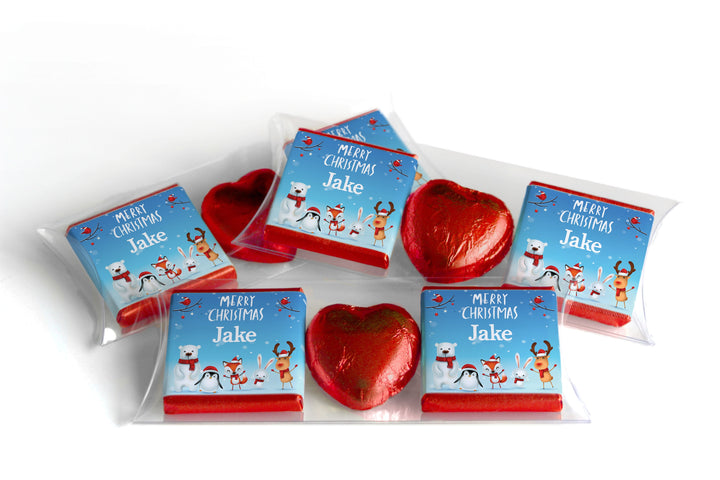 Christmas Chocolate Trio - Personalised Favours - Neapolitan Chocolates & Chocolate Heart - V6