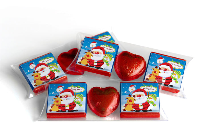 Christmas Chocolate Trio - Personalised Favours - Neapolitan Chocolates & Chocolate Heart - V1