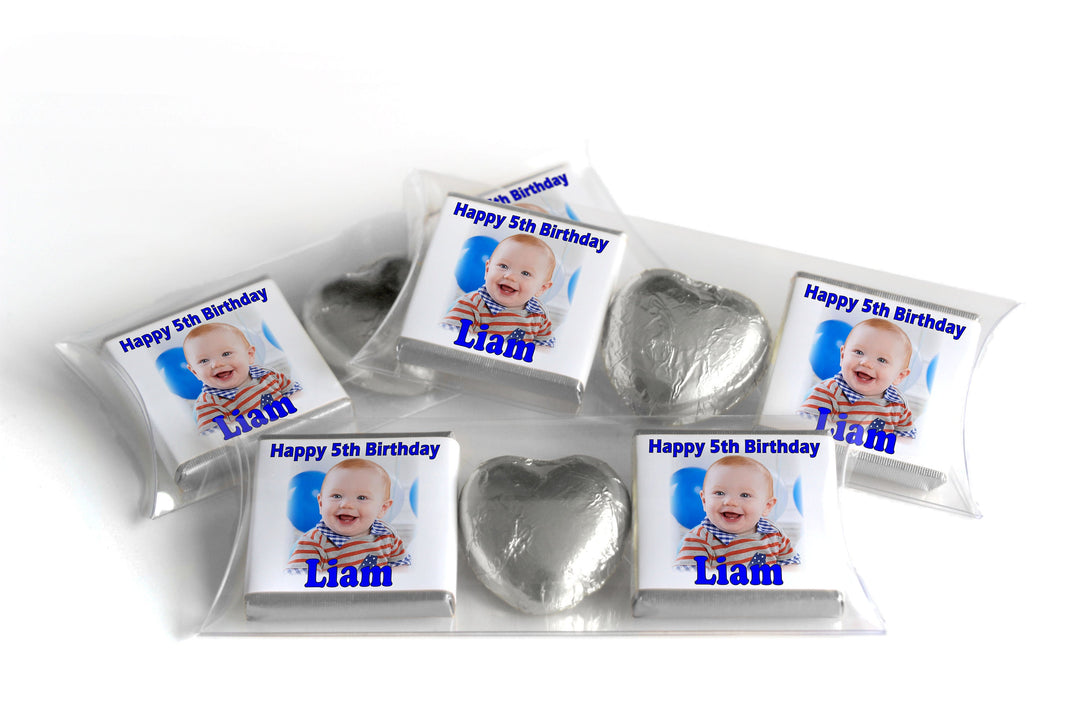 Choc Heart Trio - Birthday Boy with Image - Personalised Favours - Neapolitan Chocolates