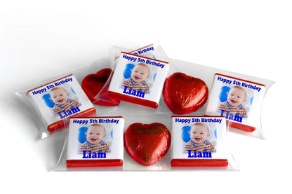 Choc Heart Trio Birthday Gifts - Birthday Boy with Image - Personalised Favours - Neapolitan Chocolates