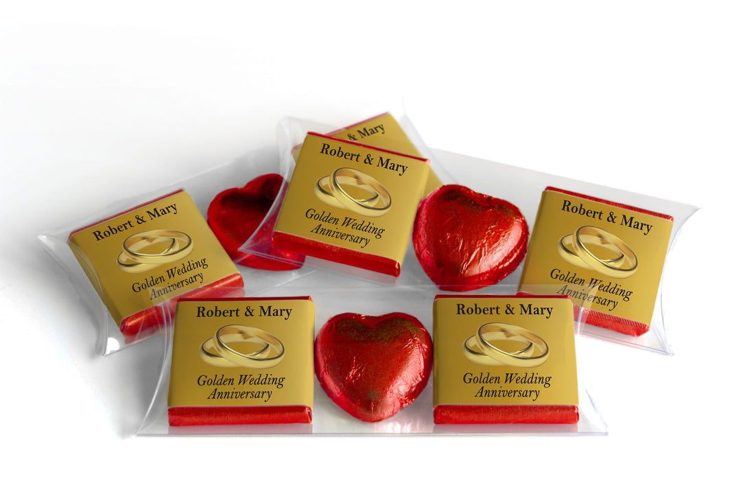 Choc Heart Trio - Golden Anniversary Chocolates - Personalised Favours - Neapolitan Chocolates V1