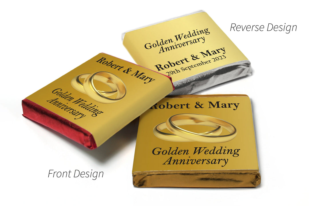 Golden Wedding Anniversary Favours - Neapolitan Chocolates  V1