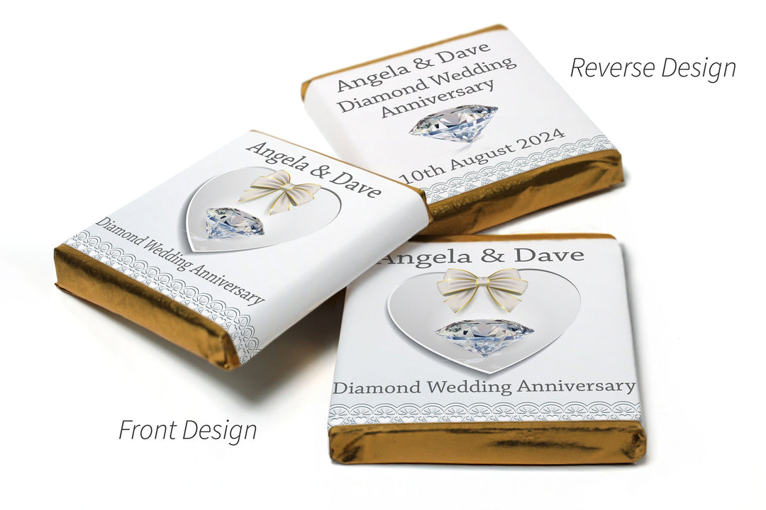 Diamond Wedding Anniversary Favours - Neapolitan Chocolates