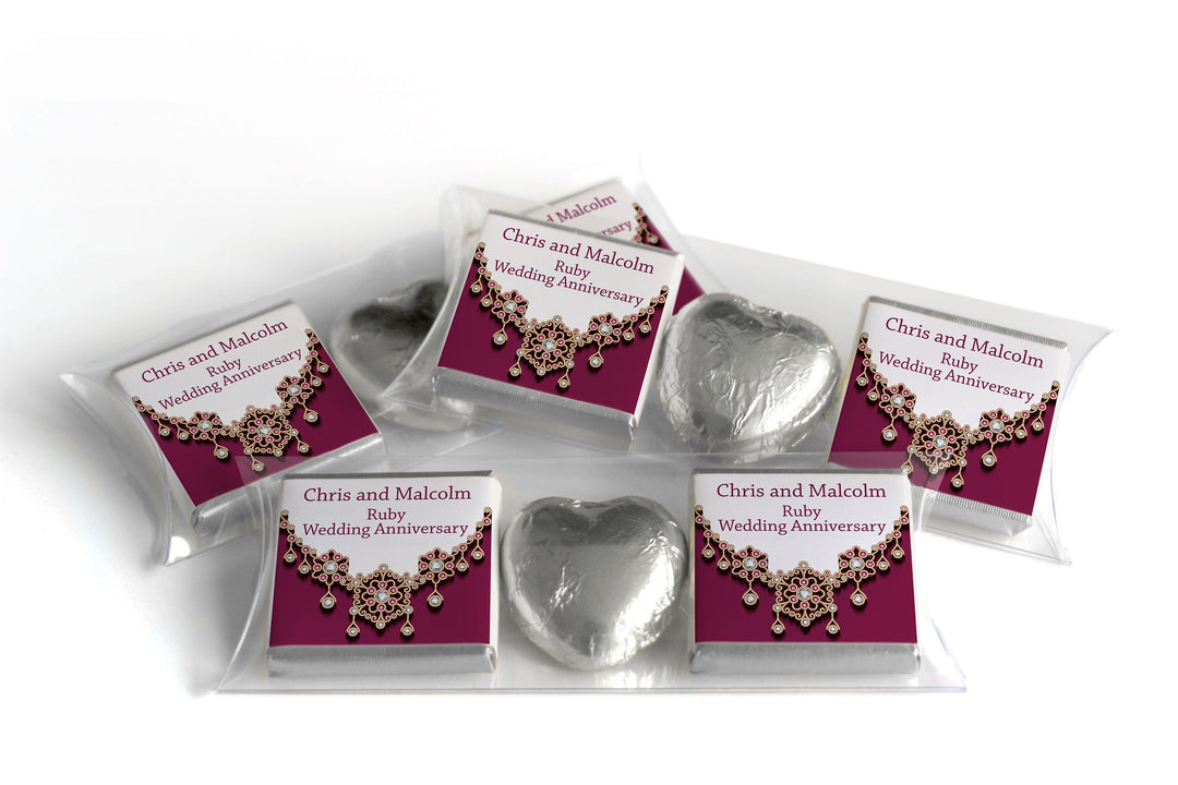 Choc Heart Trio Ruby Anniversary Chocolates - Personalised Favours - Neapolitan Chocolates - V1