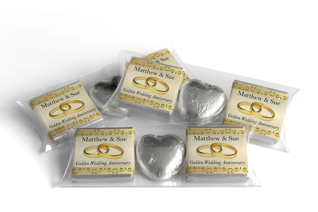 Choc Heart Trio Golden Anniversary Chocolates - Personalised Favours - Neapolitan Chocolates V2