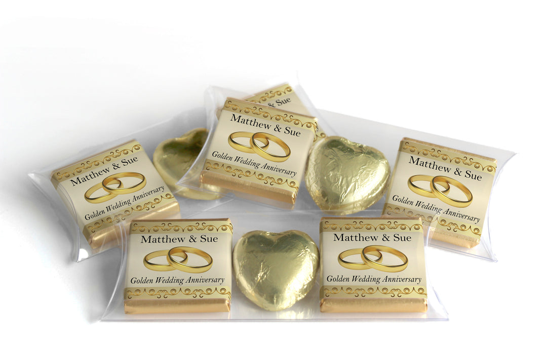 Choc Heart Trio Golden Anniversary Chocolates - Personalised Favours - Neapolitan Chocolates V2