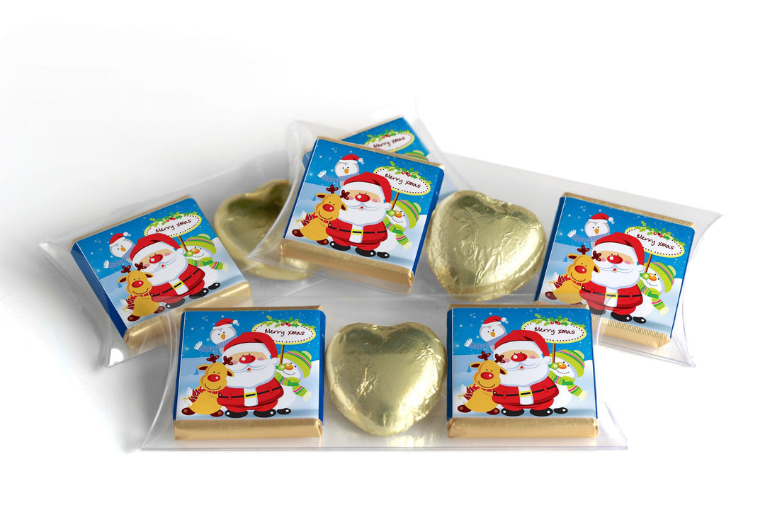 Christmas Chocolate Trio - Personalised Favours - Neapolitan Chocolates & Chocolate Heart - V1