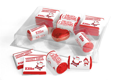 Christmas Large Combo Box - Personalised Favours - Neapolitan Chocolates/Heart/Love Heart Sweets - Secret Santa