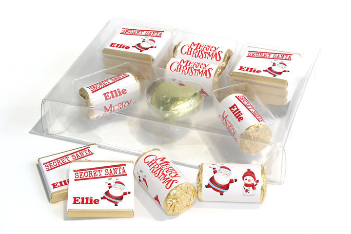 Christmas Large Combo Box - Personalised Favours - Neapolitan Chocolates/Heart/Love Heart Sweets - Secret Santa