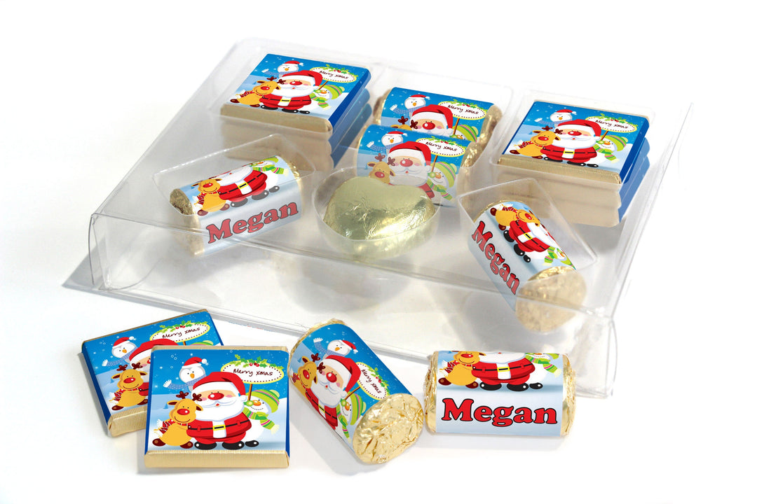 Christmas Large Combo Box - Personalised Favours - Neapolitan Chocolates/Heart/Love Heart Sweets - V1