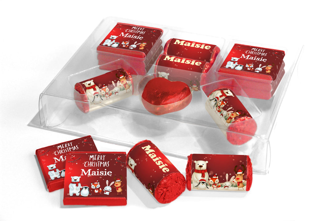 Christmas Large Combo Box - Personalised Favours - Neapolitan Chocolates/Heart/Love Heart Sweets - V6