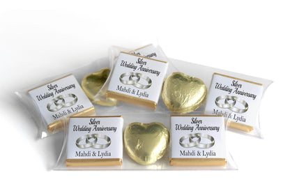 Choc Heart Trio Silver Anniversary Chocolates - Neapolitan Chocolates - V1