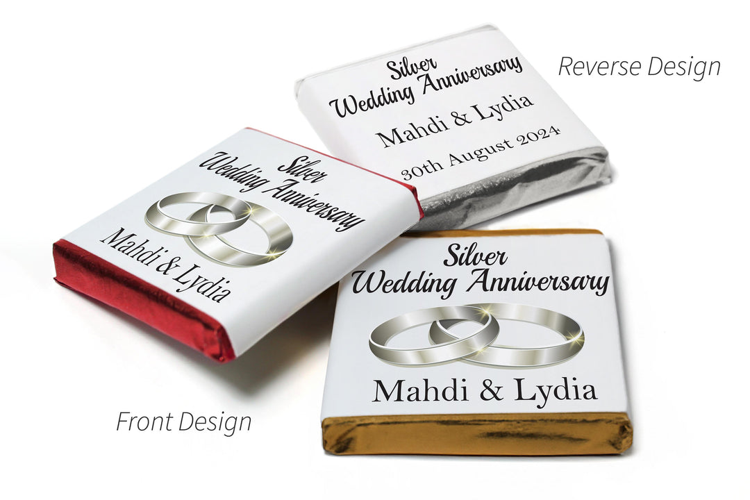 Silver Wedding Anniversary Favours - Neapolitan Chocolates  V1