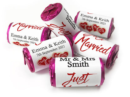 Wedding Sweets - Personalised Wedding Favours - Love Heart Sweets - with Foil Choices - V4