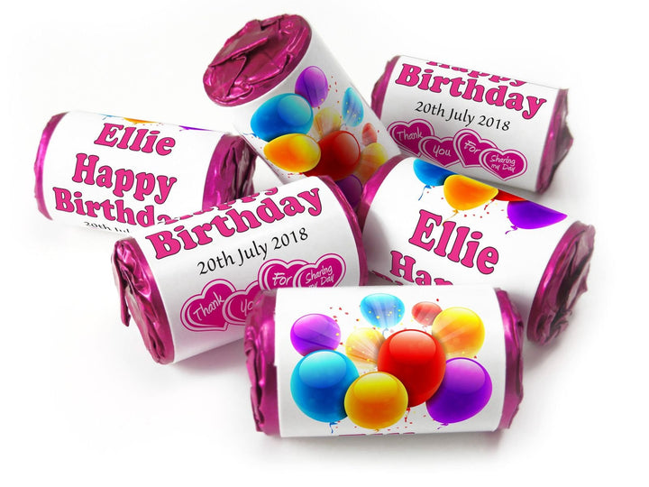 Birthday Gifts - Personalised Favours - Love Heart Sweets with Inner Foil choices - Girl V0