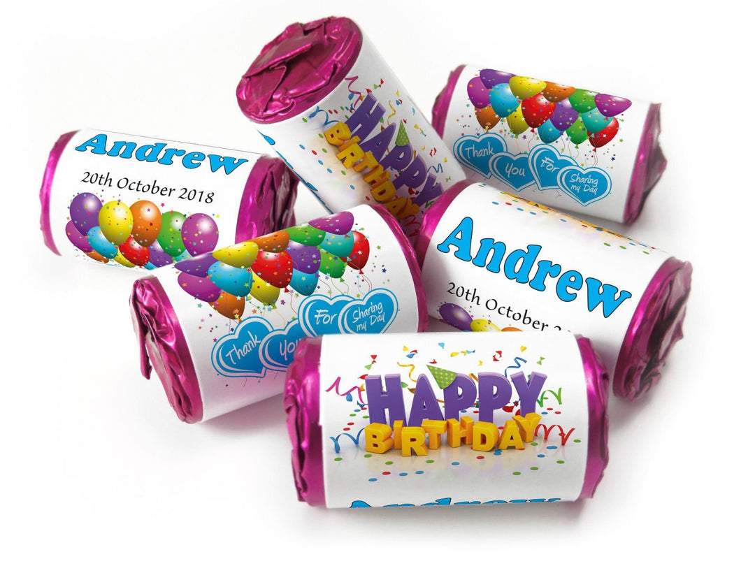 Birthday Sweets - Personalised Favours - Love Heart Sweets with Inner Foil choices - Boy V1