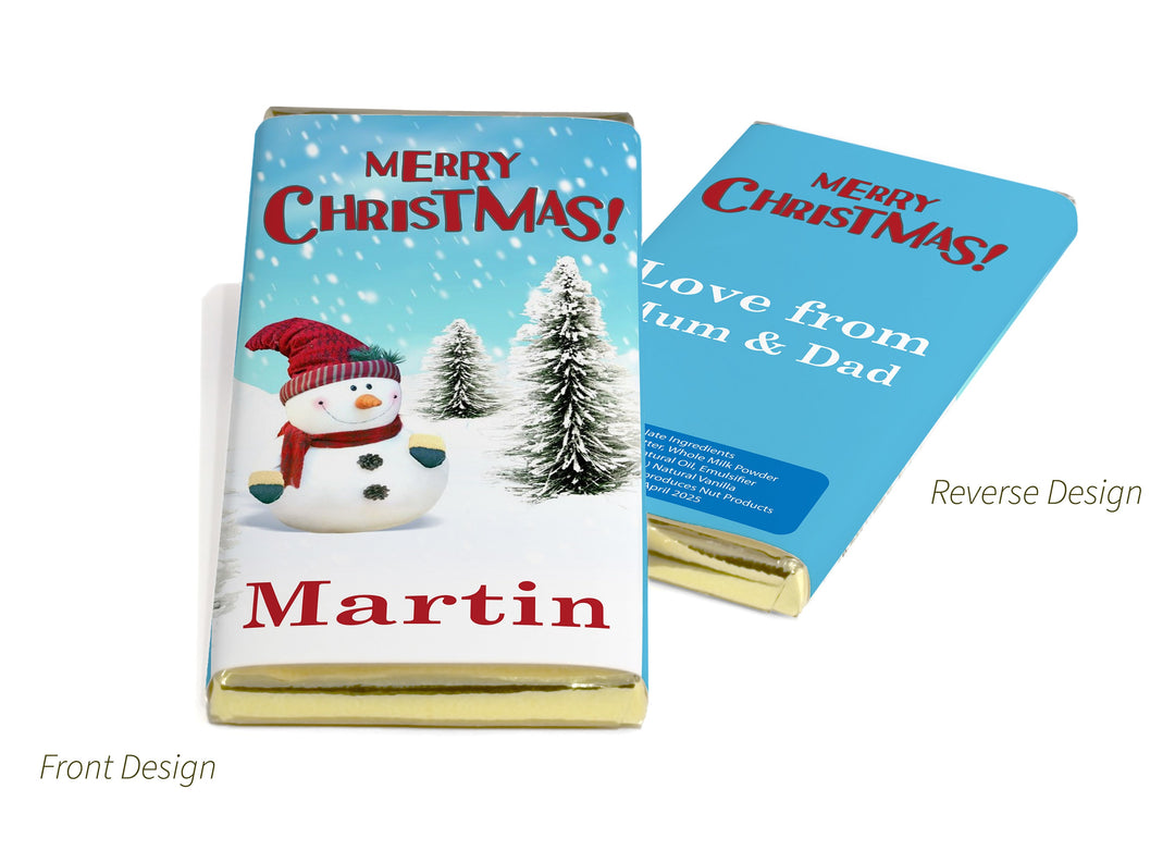 Christmas Santa Chocolate Bars - Personalised Favours - 80g Milk Chocolate Bars in Gold & Silver Foils - V7