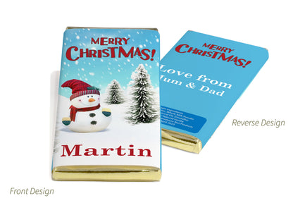 Christmas Santa Chocolate Bars - Personalised Favours - 80g Milk Chocolate Bars in Gold & Silver Foils - V7