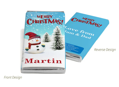 Christmas Santa Chocolate Bars - Personalised Favours - 80g Milk Chocolate Bars in Gold & Silver Foils - V7