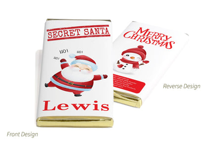 Secret Santa Chocolate Bars - Christmas - 80g Milk Chocolate Bars in Gold & Silver Foils _V2