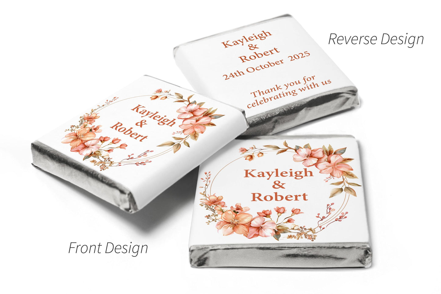 Floral Wedding Chocolates - Personalised Wedding Favours - Neapolitan Chocolates - V24