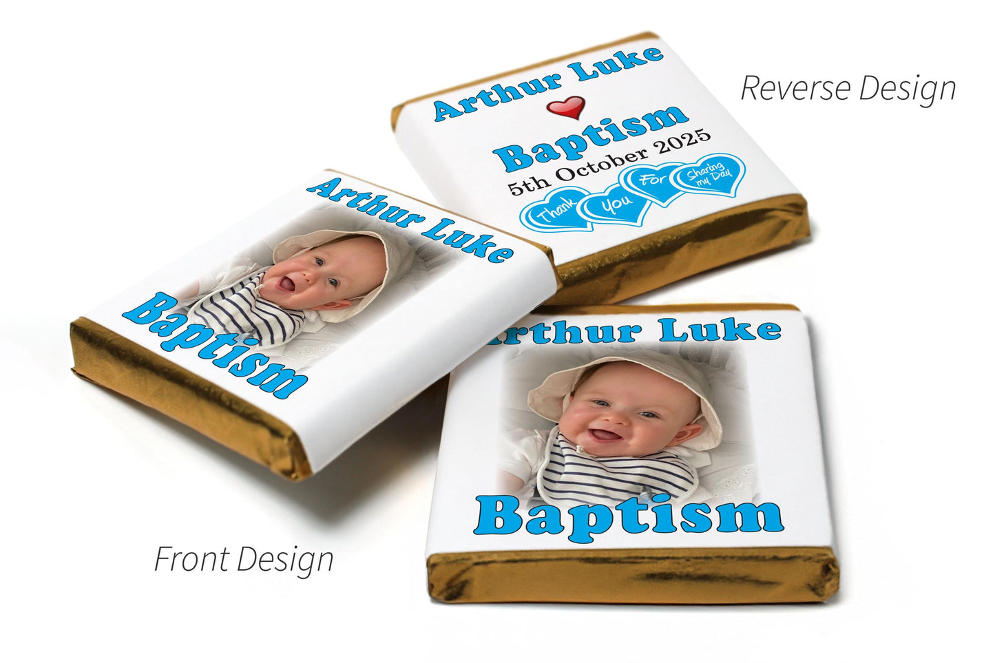 Baptism Chocolates - Personalised Favours - Neapolitan Chocolates - Blue - V2