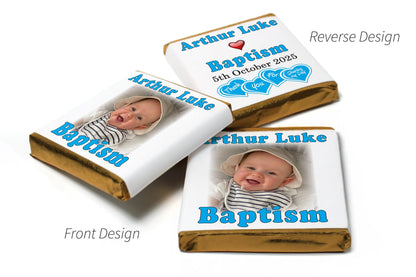 Baptism Chocolates - Personalised Favours - Neapolitan Chocolates - Blue - V2