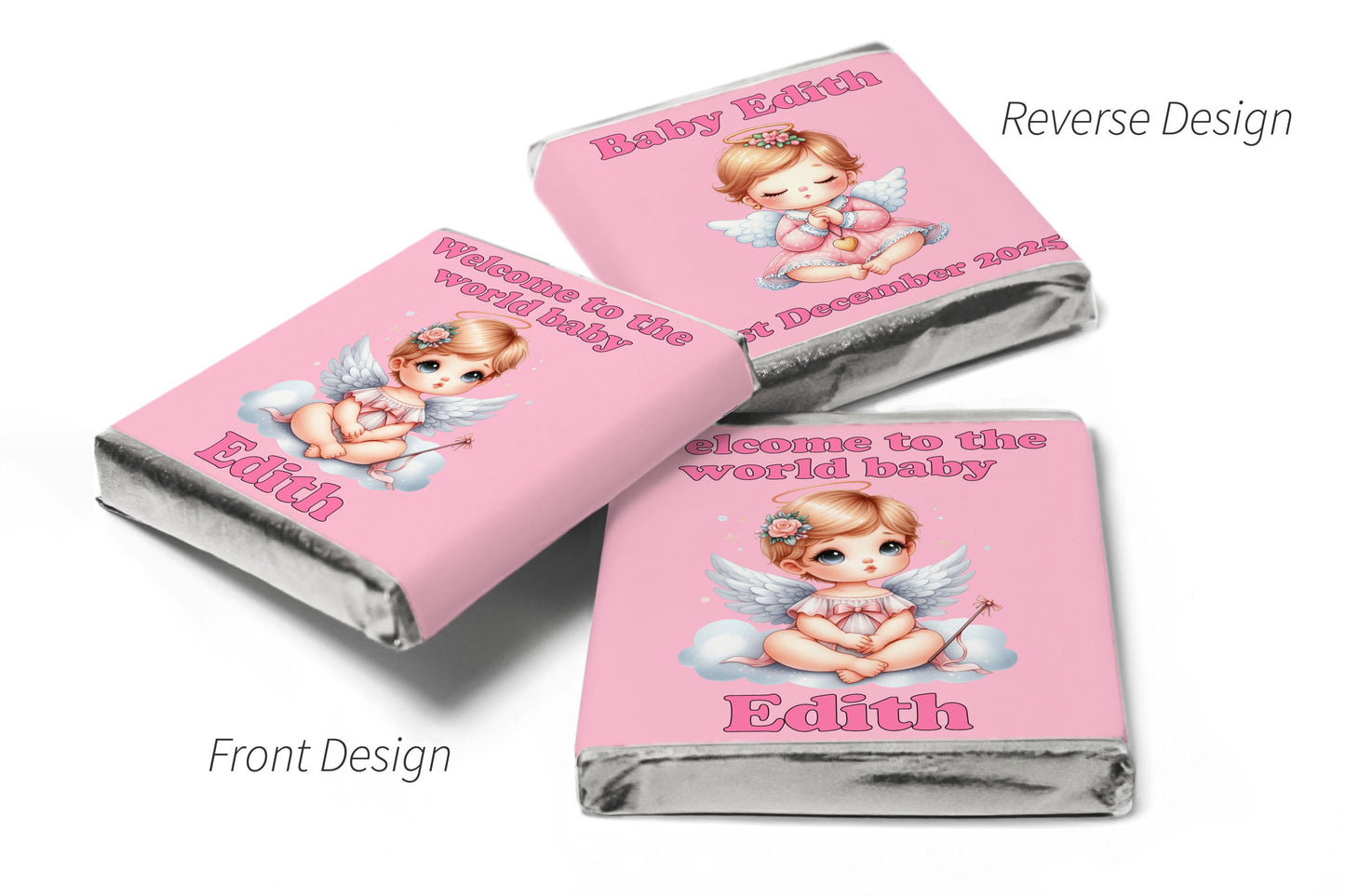 Baby Shower Chocolates - Personalised Favours - Neapolitan Chocolates - Girl V6