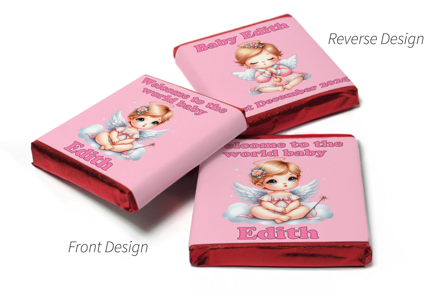 Baby Shower Chocolates - Personalised Favours - Neapolitan Chocolates - Girl V6