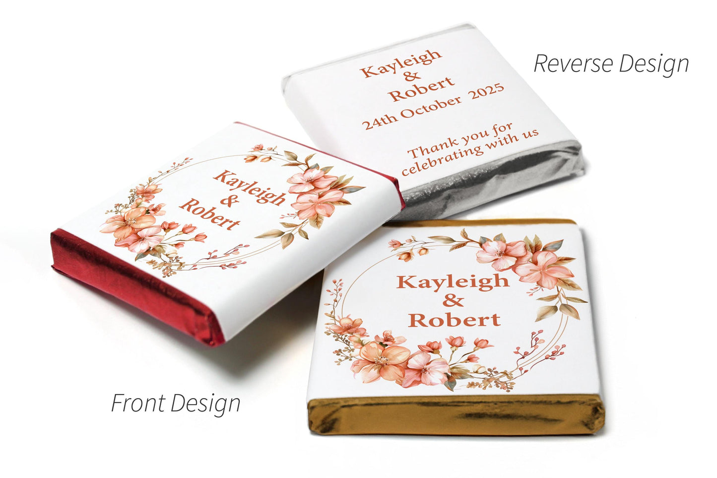 Floral Wedding Chocolates - Personalised Wedding Favours - Neapolitan Chocolates - V24