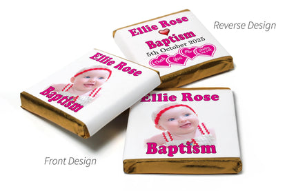 Baptism Chocolates - Personalised Favours - Neapolitan Chocolates - Pink - V2
