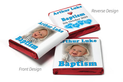 Baptism Chocolates - Personalised Favours - Neapolitan Chocolates - Blue - V2