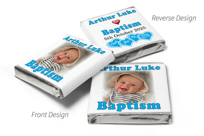 Baptism Chocolates - Personalised Favours - Neapolitan Chocolates - Blue - V2