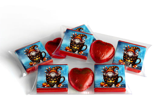 Halloween Gonk Chocolate Trio - Personalised Favours - Neapolitan Chocolates & Chocolate Heart - V5