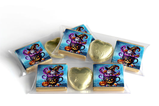 Halloween Gonk Chocolate Trio - Personalised Favours - Neapolitan Chocolates & Chocolate Heart - V6