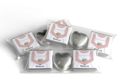 2 Choc Heart Trio Wedding Chocolates - Personalised Favours - Neapolitan Chocolates - Bride