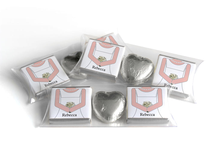 2 Choc Heart Trio Wedding Chocolates - Personalised Favours - Neapolitan Chocolates - Bride