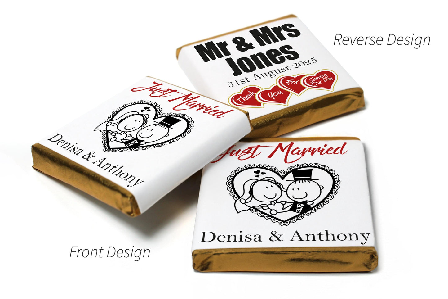 Wedding Chocolates - Personalised Wedding Favours - Neapolitan Chocolates - V14