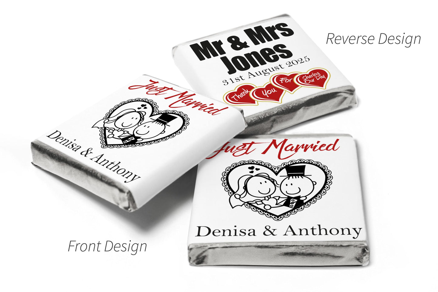 Wedding Chocolates - Personalised Wedding Favours - Neapolitan Chocolates - V14