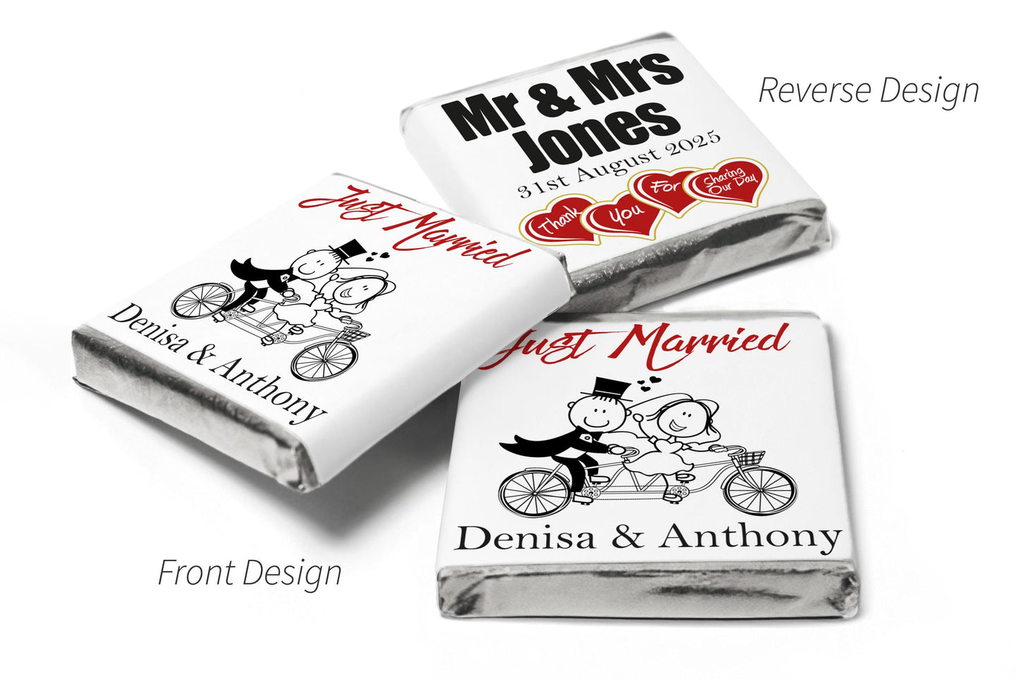 Wedding Chocolates - Personalised Wedding Favours - Neapolitan Chocolates - V15