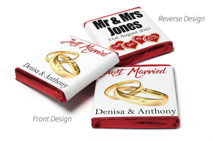 Wedding Chocolates - Personalised Wedding Favours - Neapolitan Chocolates - V11 Gold Rings