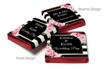 Wedding Chocolates - Personalised Wedding Favours - Neapolitan Chocolates - V10 - Black