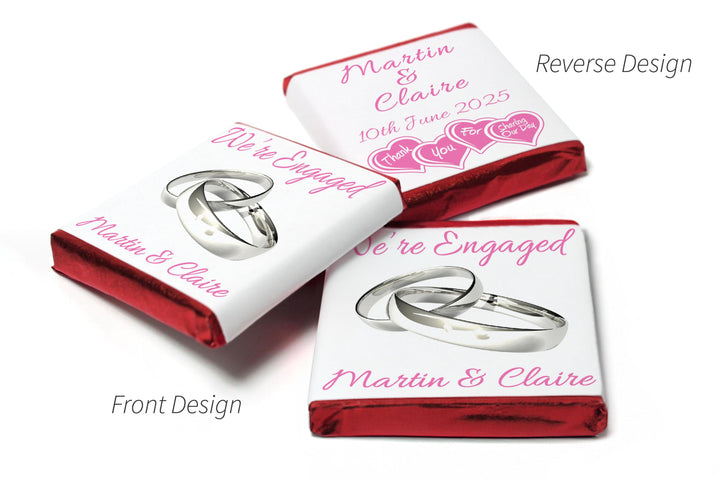 Engaged Chocolates - Personalised Favours - Neapolitan Chocolates - V2 Silver Rings