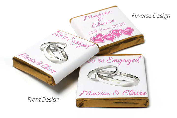 Engaged Chocolates - Personalised Favours - Neapolitan Chocolates - V2 Silver Rings